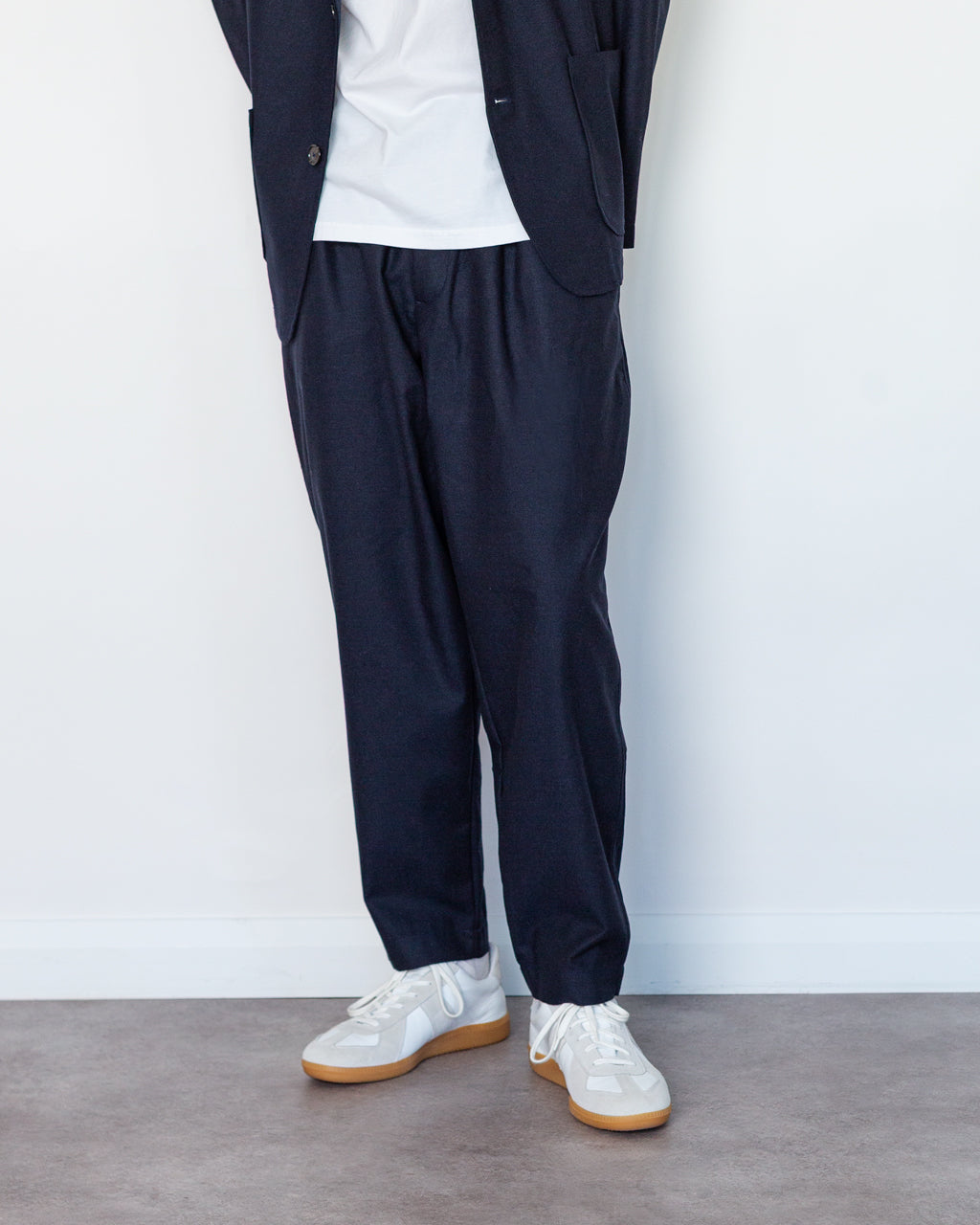 Pleated Track Pant - Navy IT Tweed