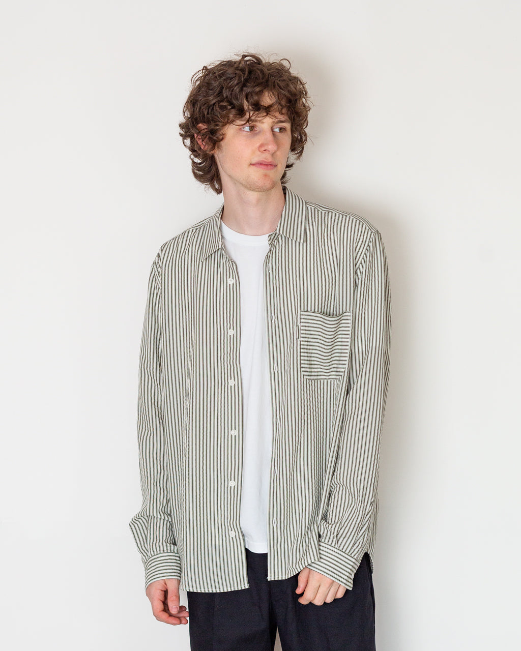 Curtis Shirt - Green White Stripe