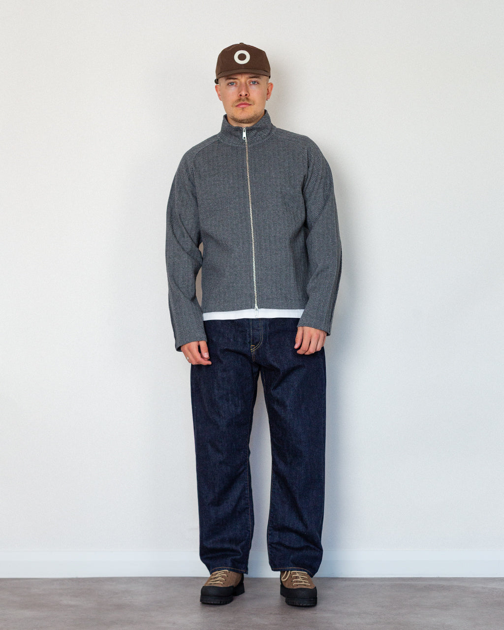 Leisure Zip - Grey Herringbone