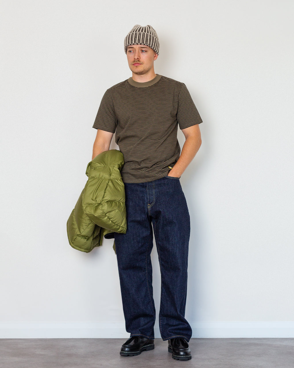 Stripe Heritage T-Shirt - Olive/Noir