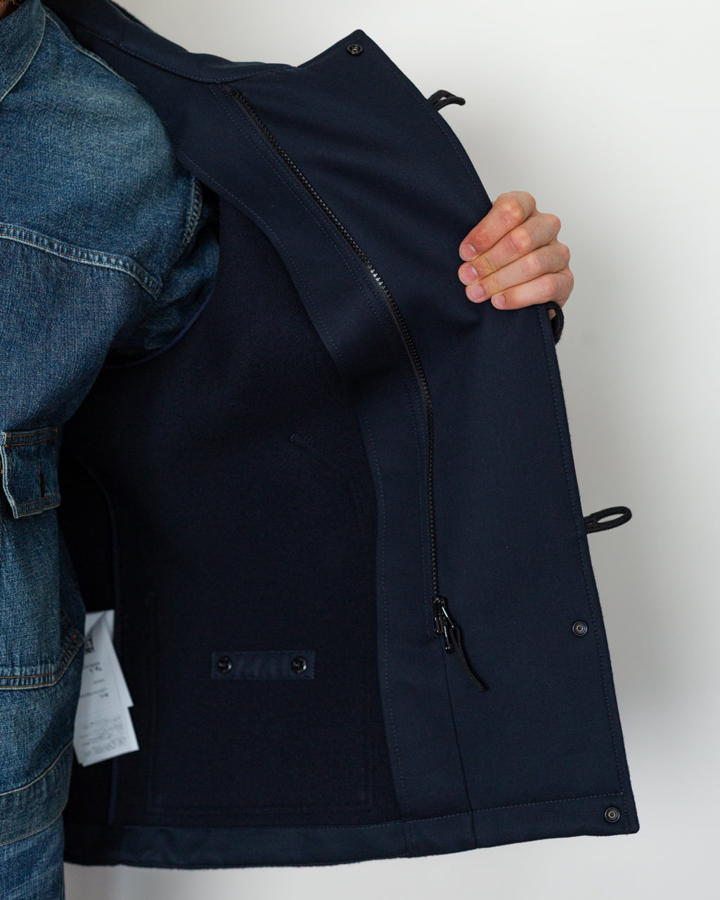 Melton Wool Short Parka - Navy Blue V0020