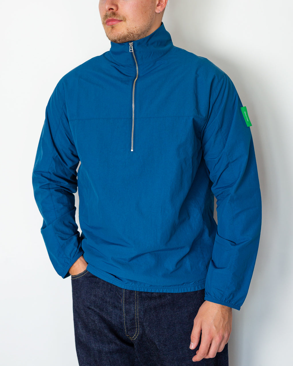 Half-Zip Nylon Windbreaker - Coral