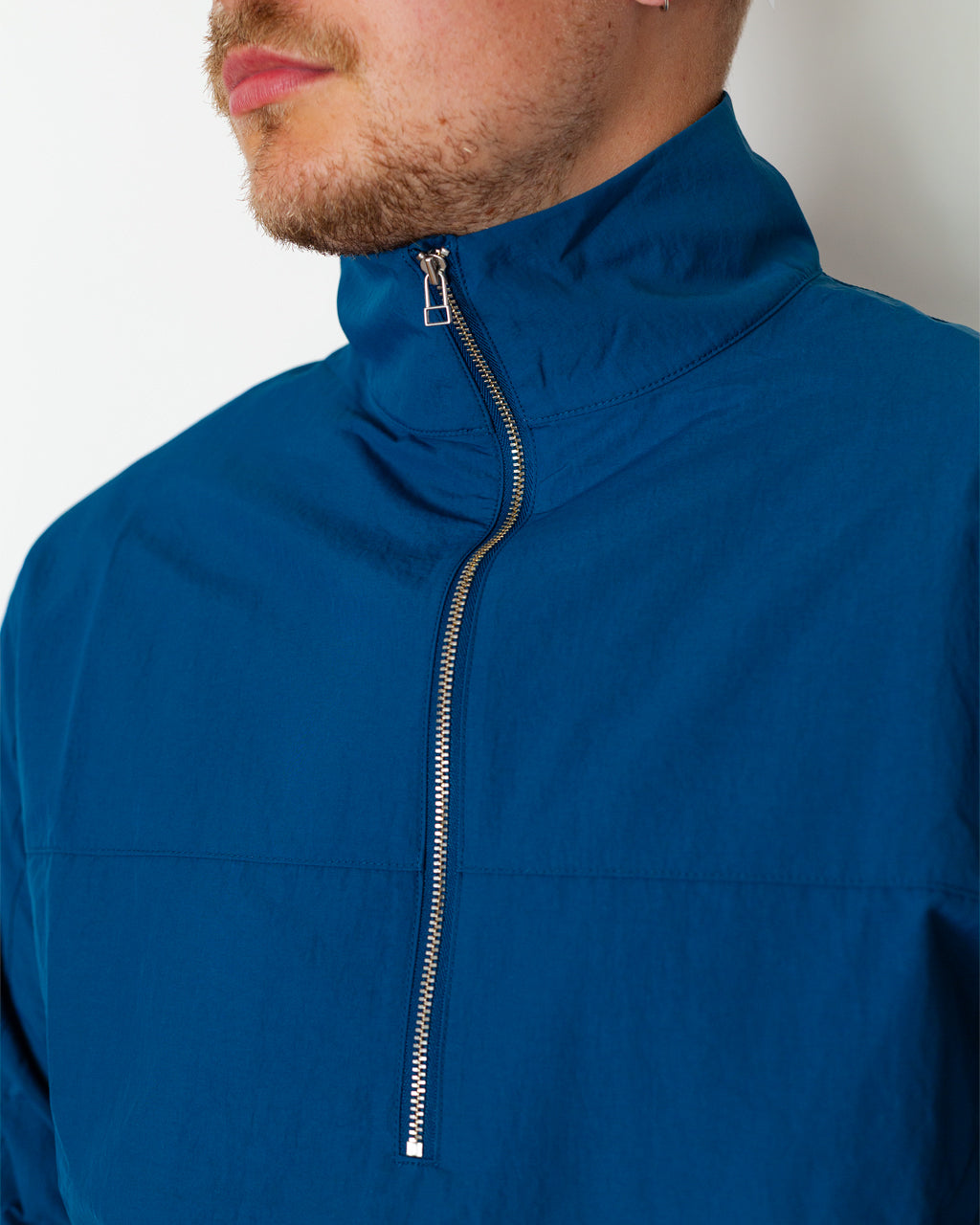 Half-Zip Nylon Windbreaker - Coral