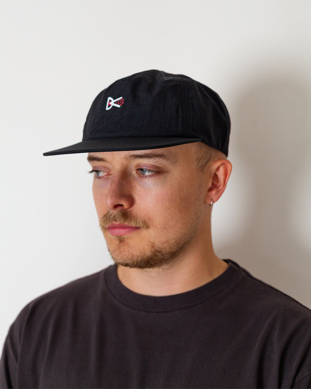 Paneled Nylon Hat - Black