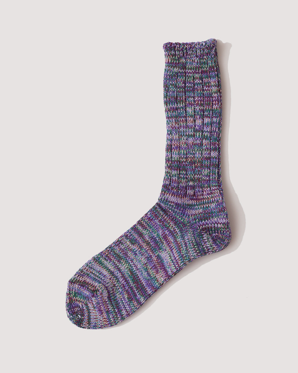 5 Colour Mix Crew Sock - Purple