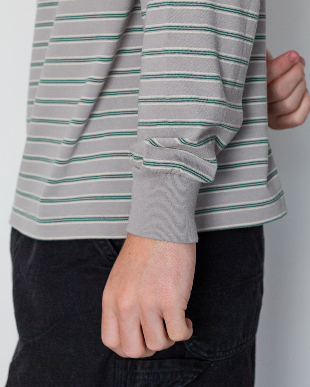 Pocket T-Shirt Interlock Stripe - Grey