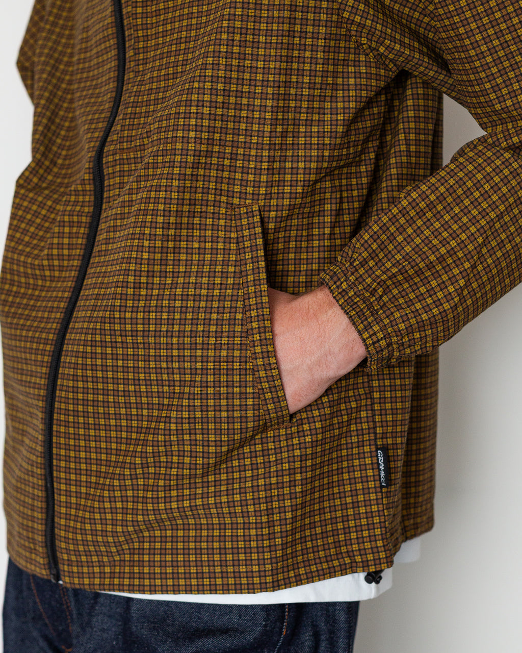 Mini Check Nylon Jacket - Brown Check