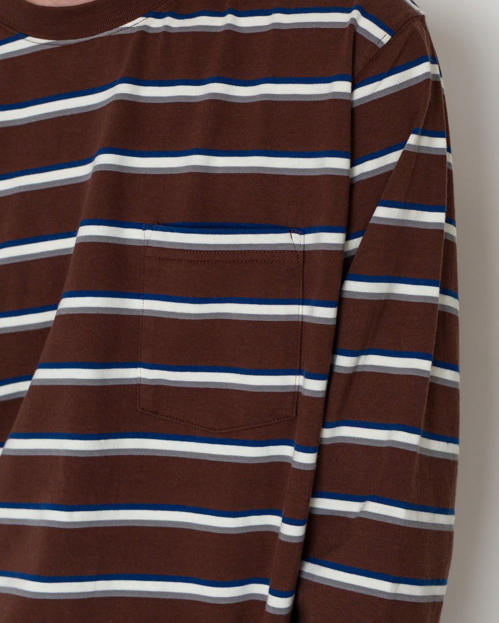 Pocket T-Shirt Interlock Stripe - Brown