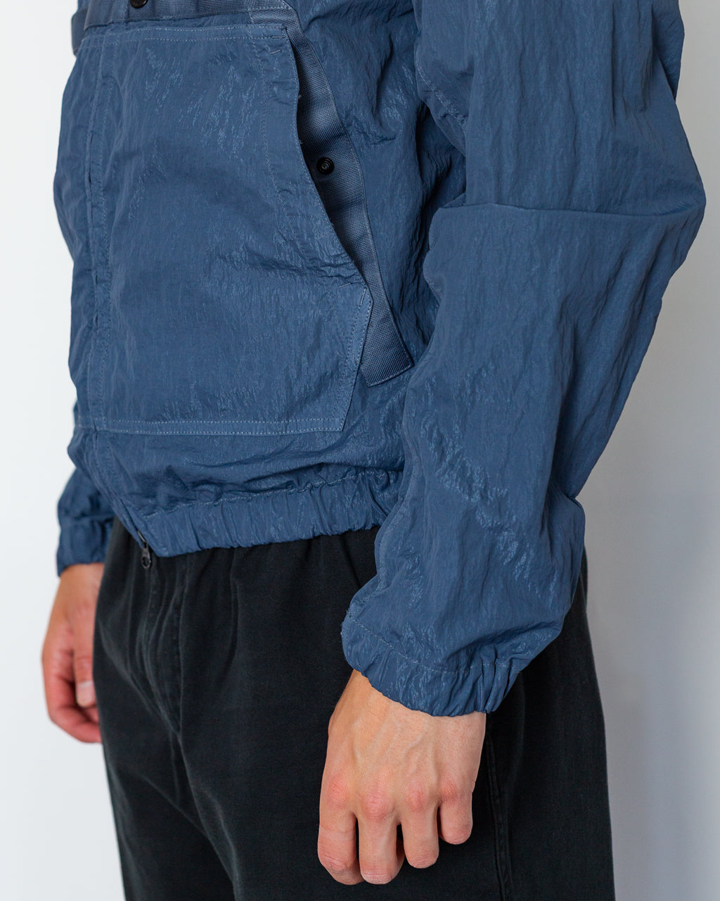 Warp Rib Nylon-TC Hi Collar Jacket - Slate Blue V002E