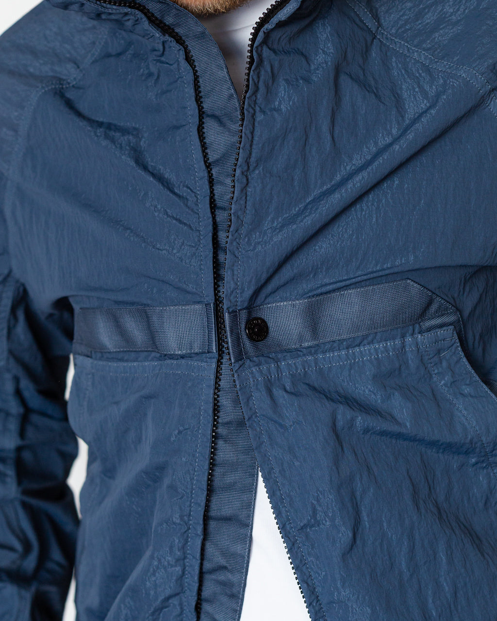 Warp Rib Nylon-TC Hi Collar Jacket - Slate Blue V002E