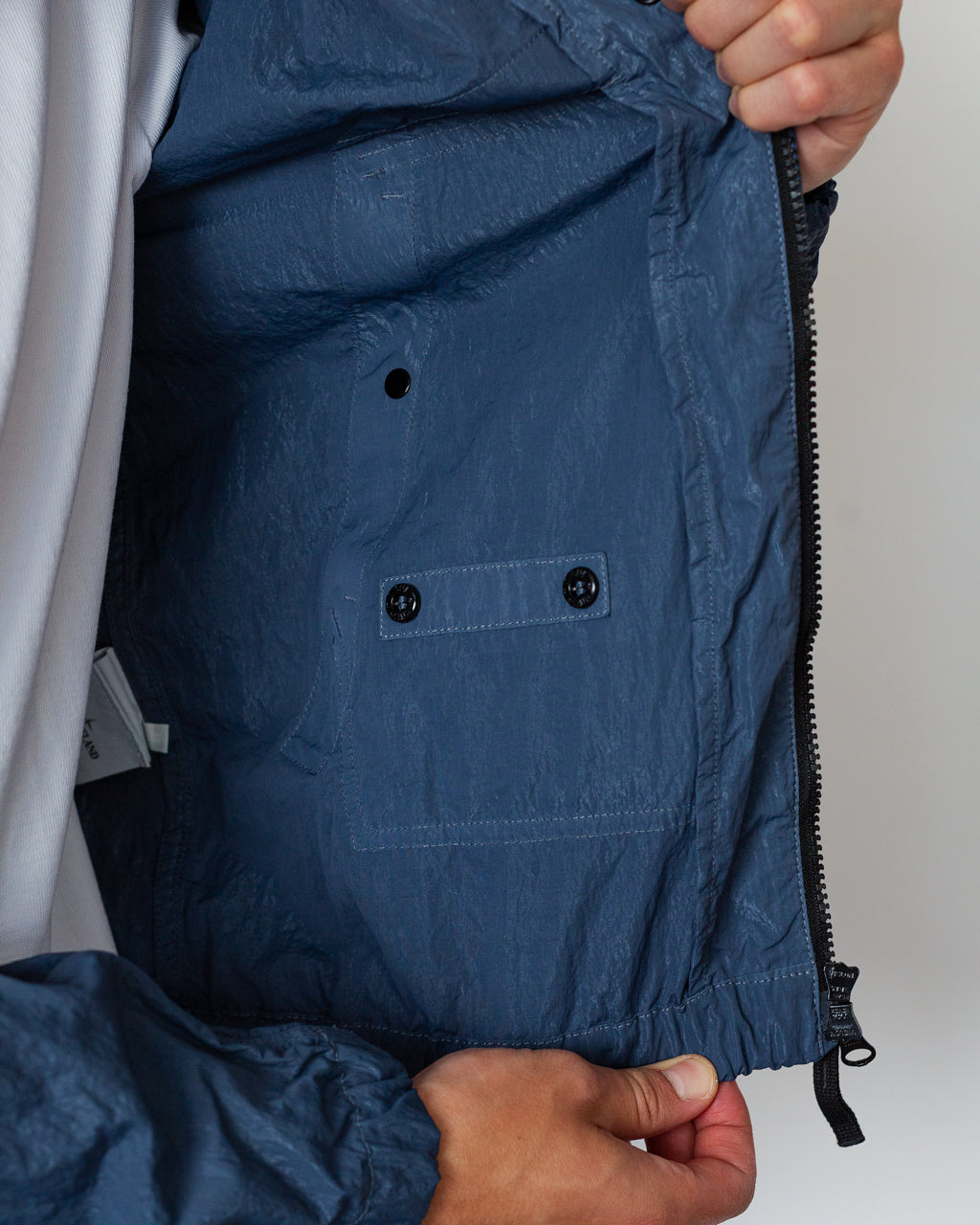 Warp Rib Nylon-TC Hi Collar Jacket - Slate Blue V002E