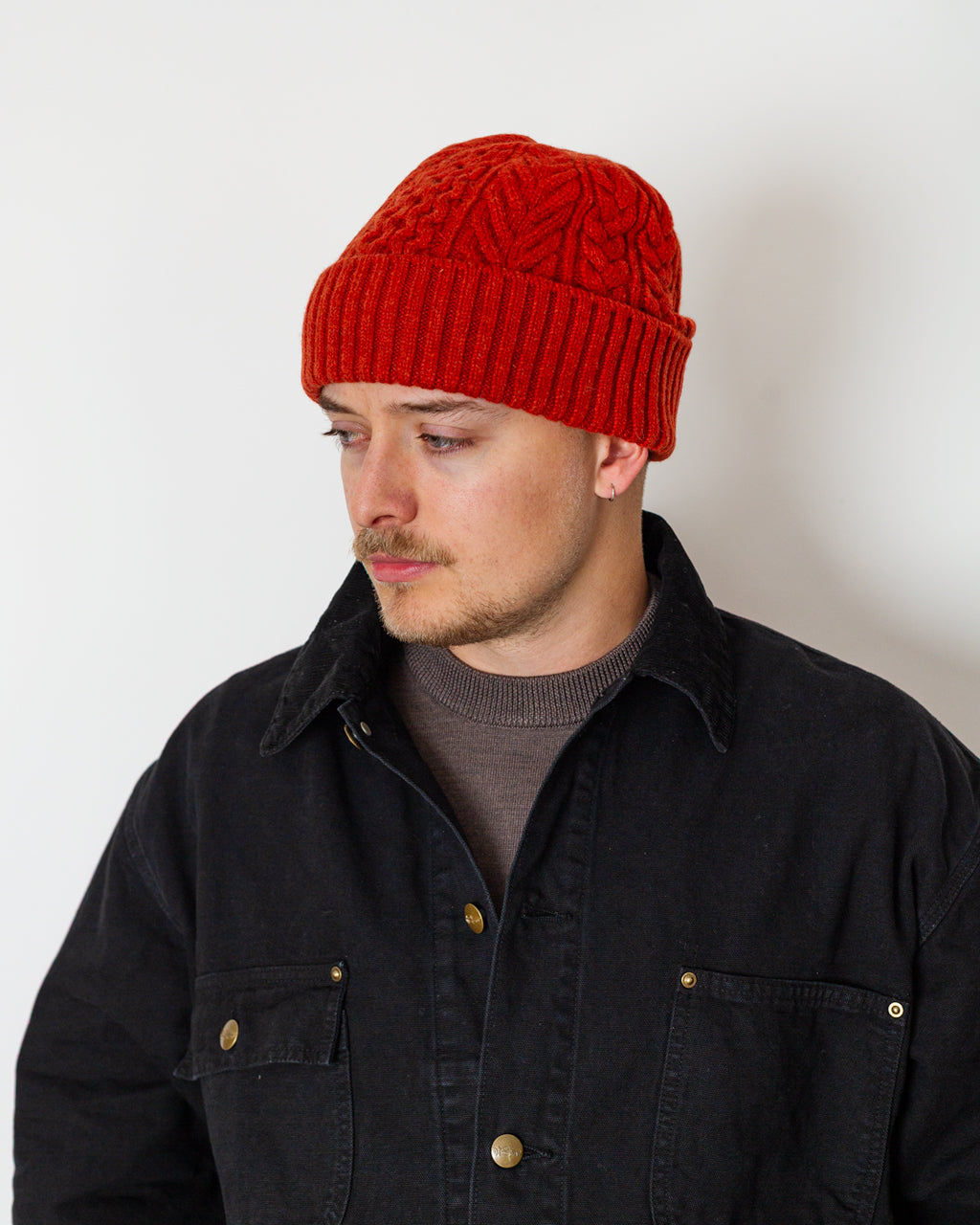 Classic Aran Beanie - Orange
