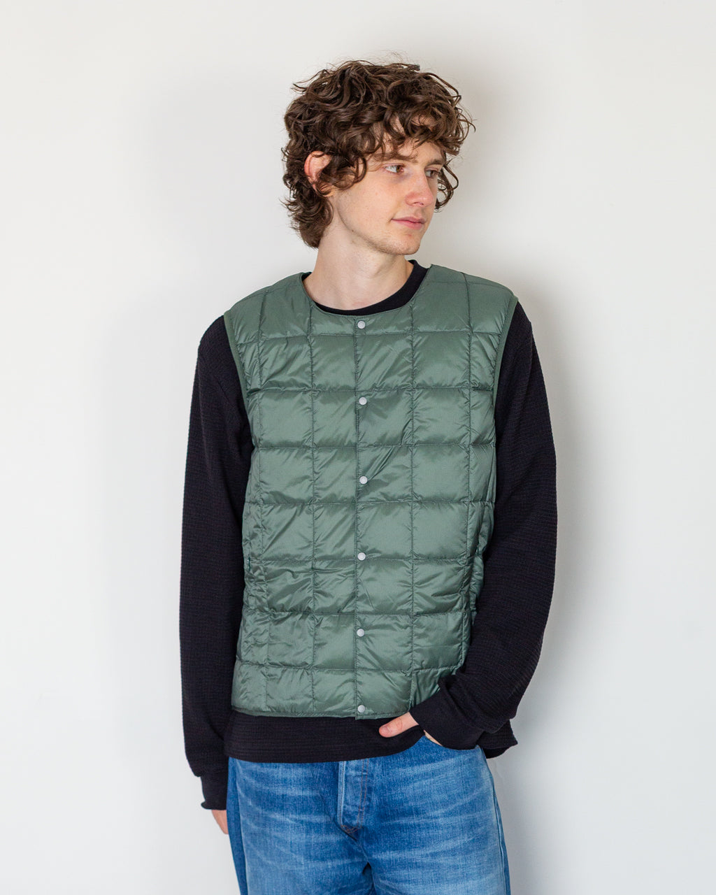 Crew Neck Vest - Dark Sage Green