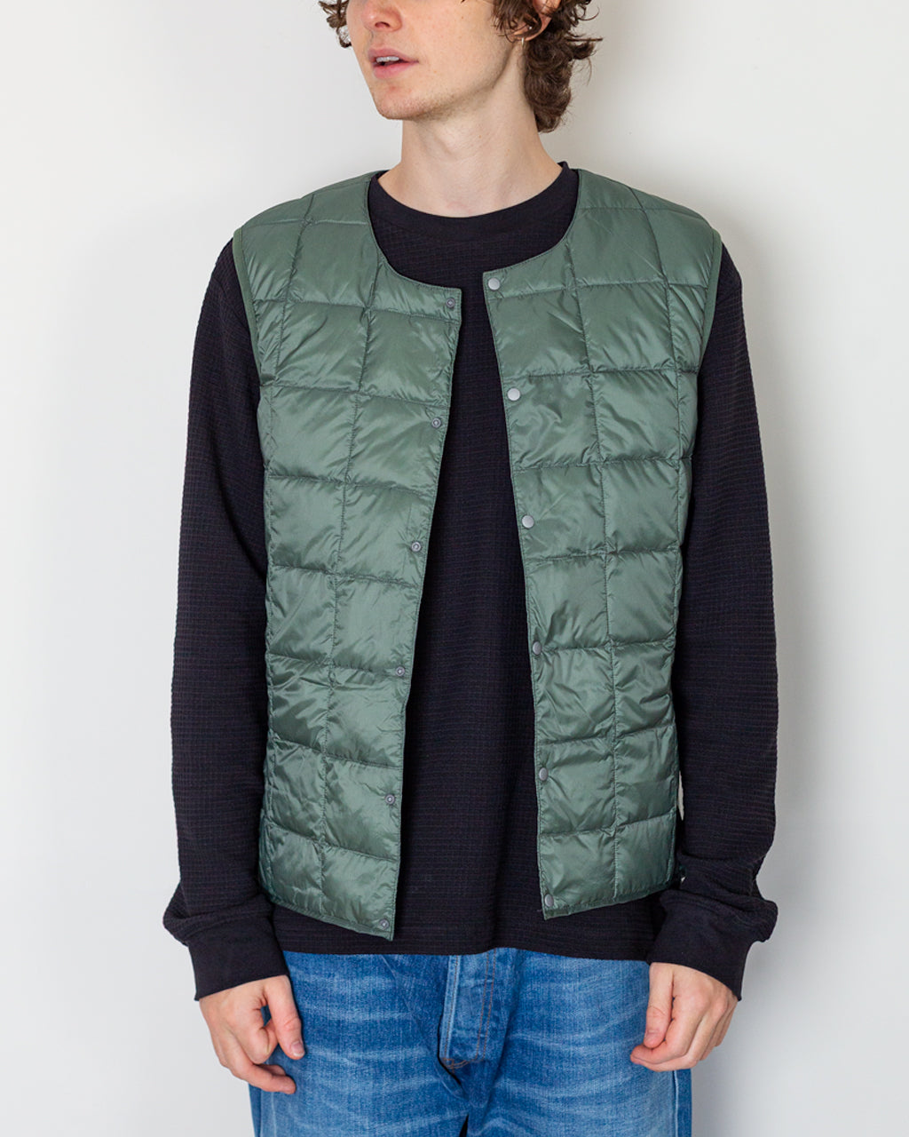 Crew Neck Vest - Dark Sage Green