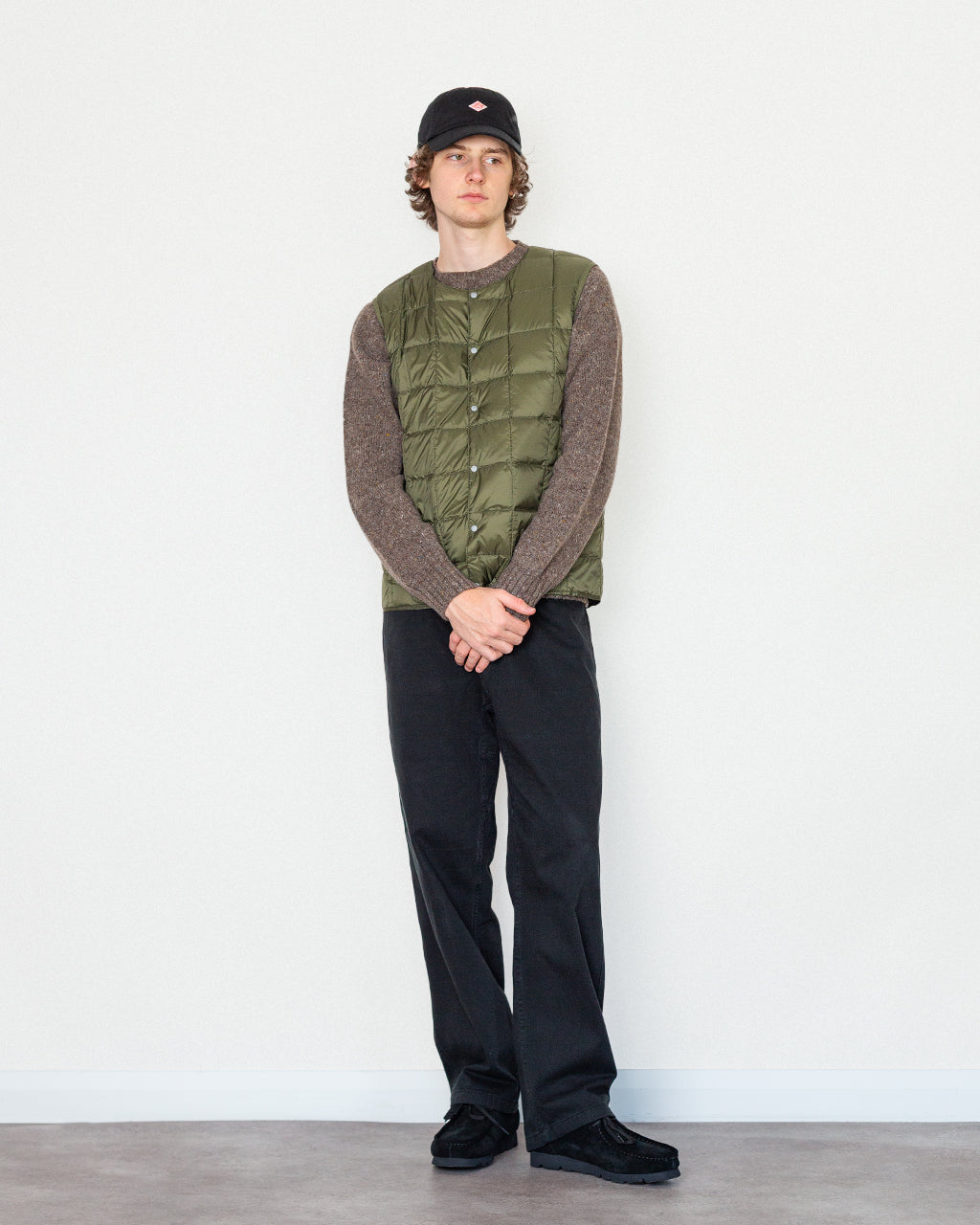 Crew Neck Vest - Dark Olive