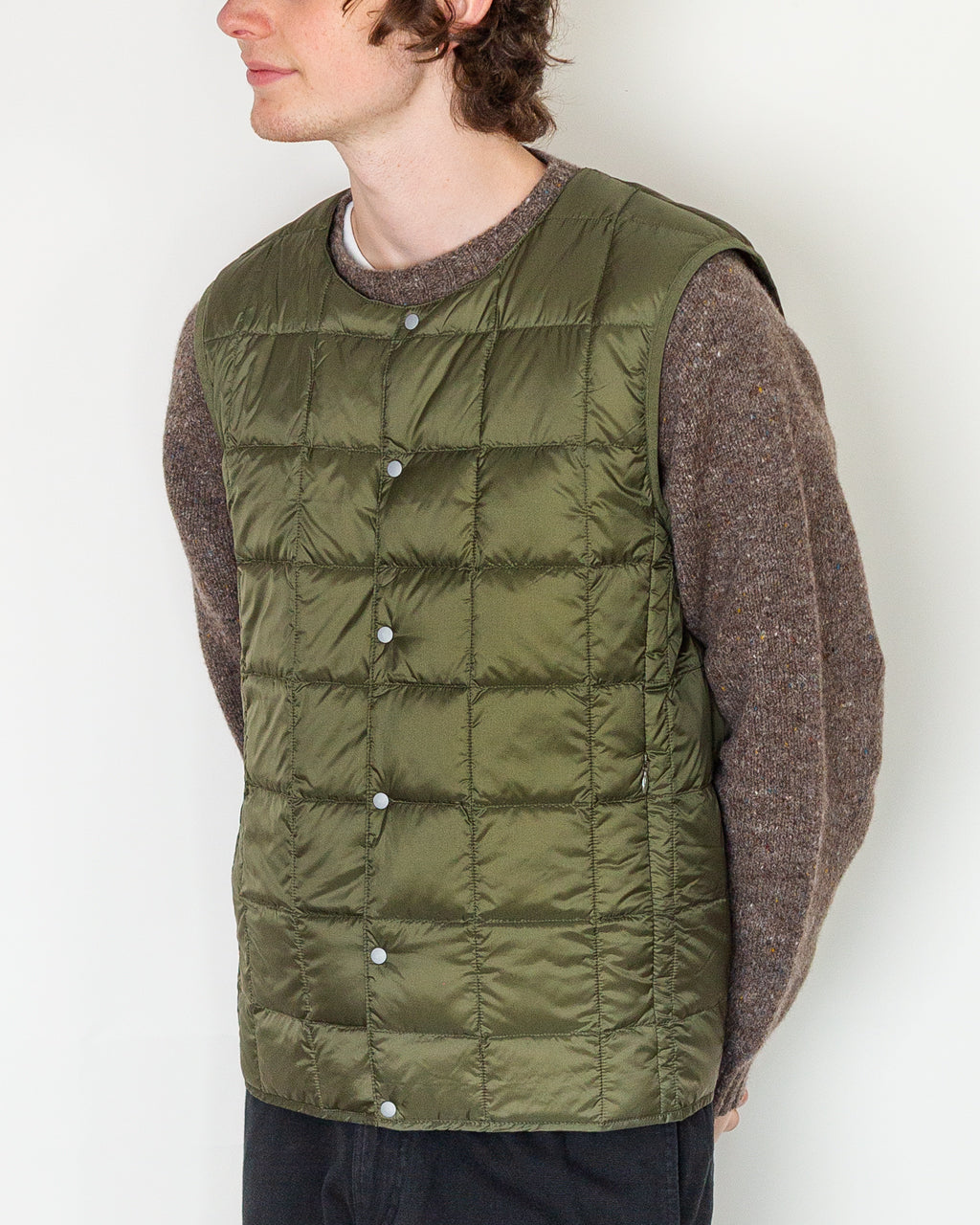 Crew Neck Vest - Dark Olive
