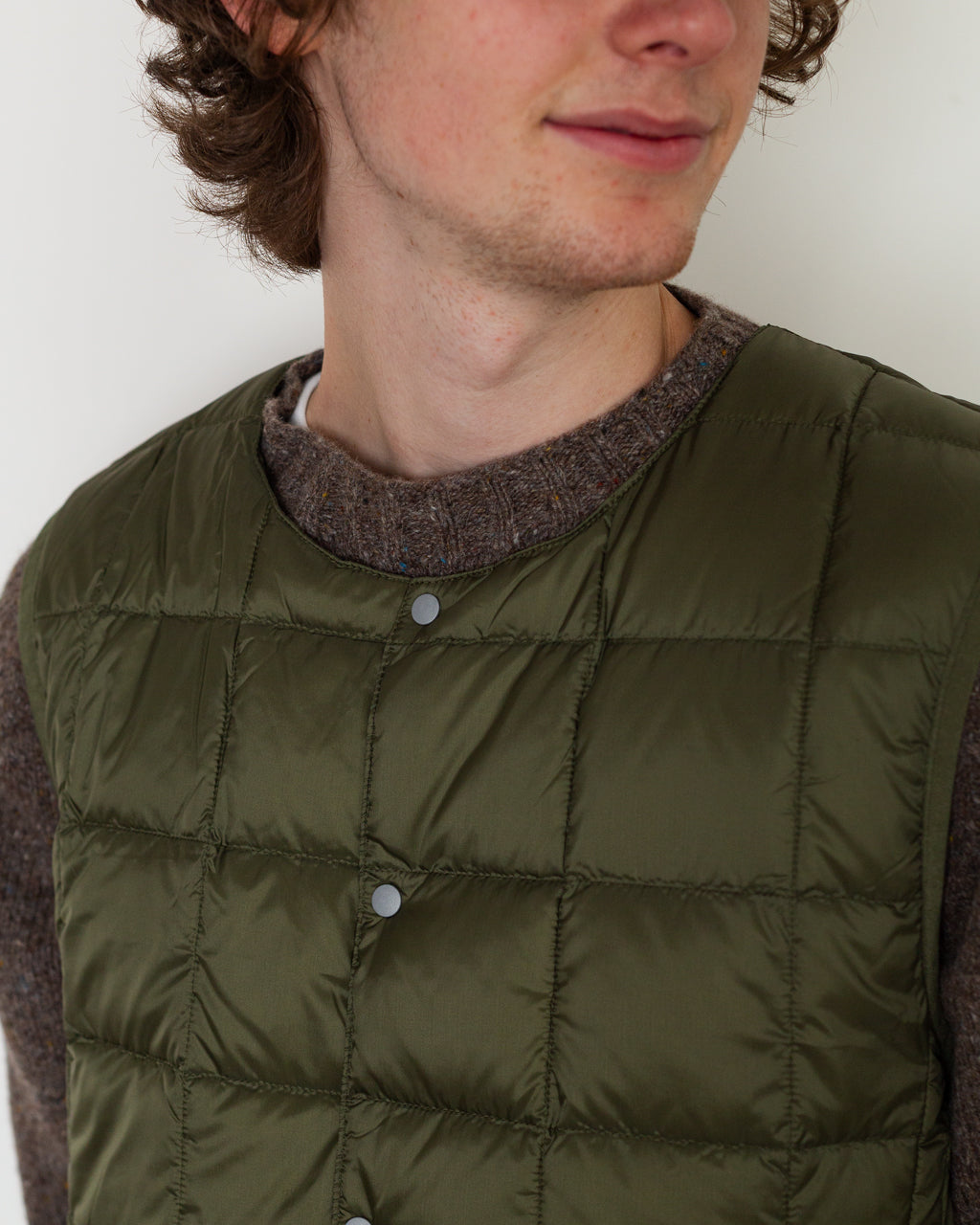 Crew Neck Vest - Dark Olive