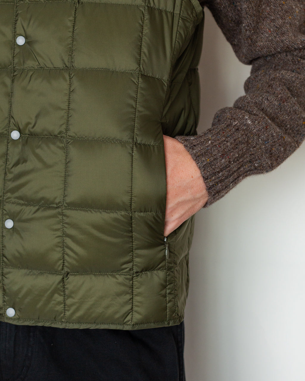 Crew Neck Vest - Dark Olive