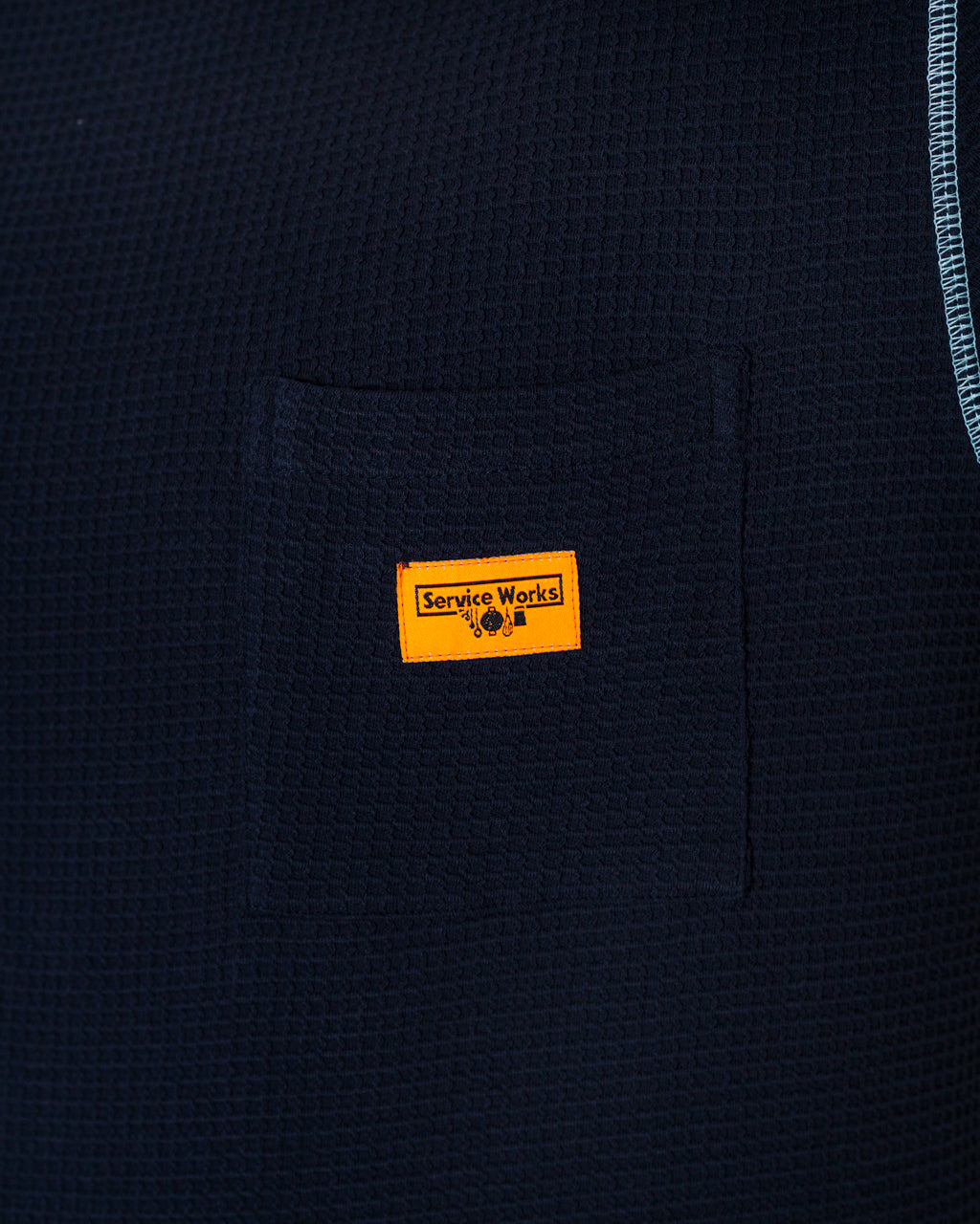 Waffle Contrast Thermal LS Tee - Navy/Blue