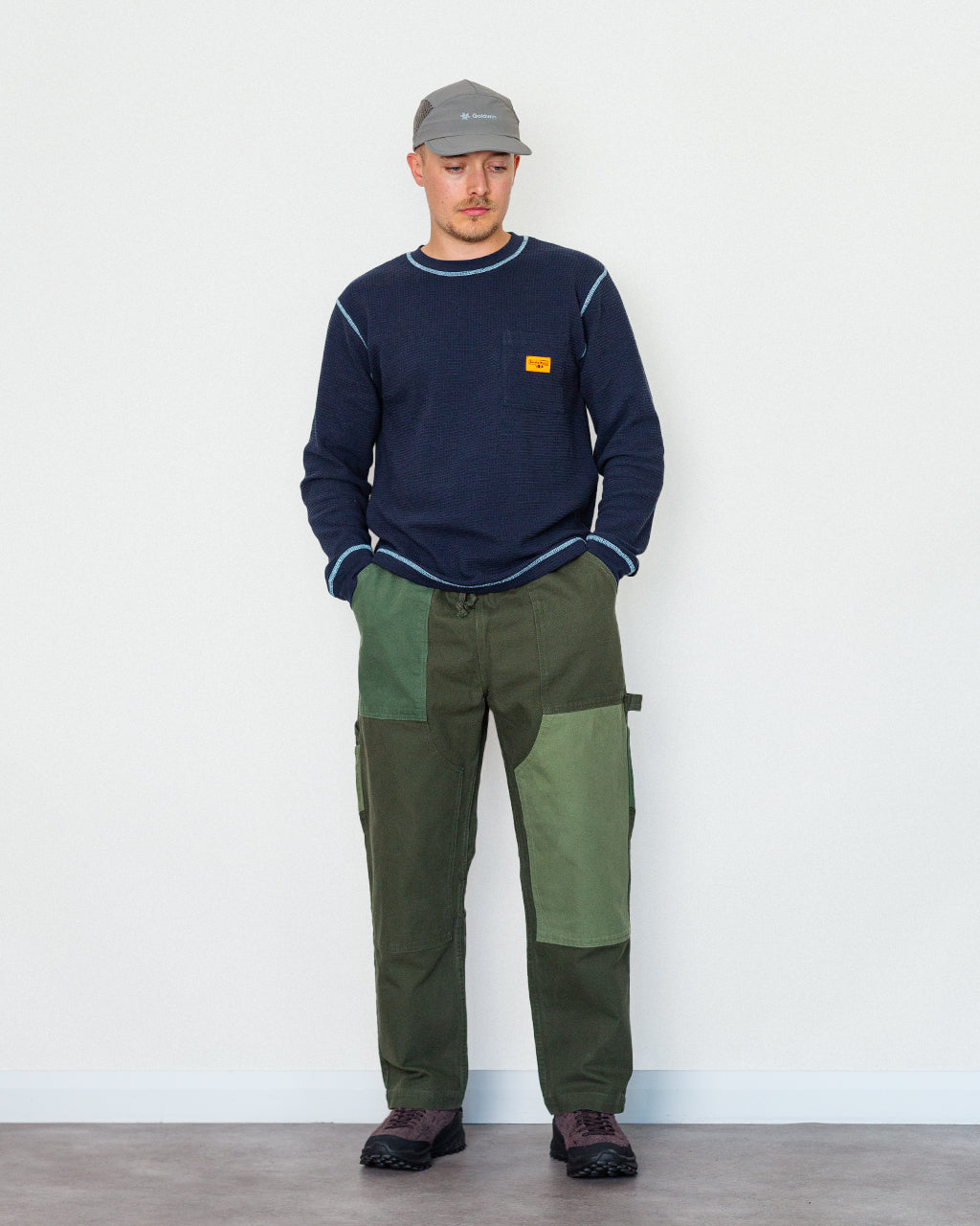 Patchwork Utility Chef Pants - Green