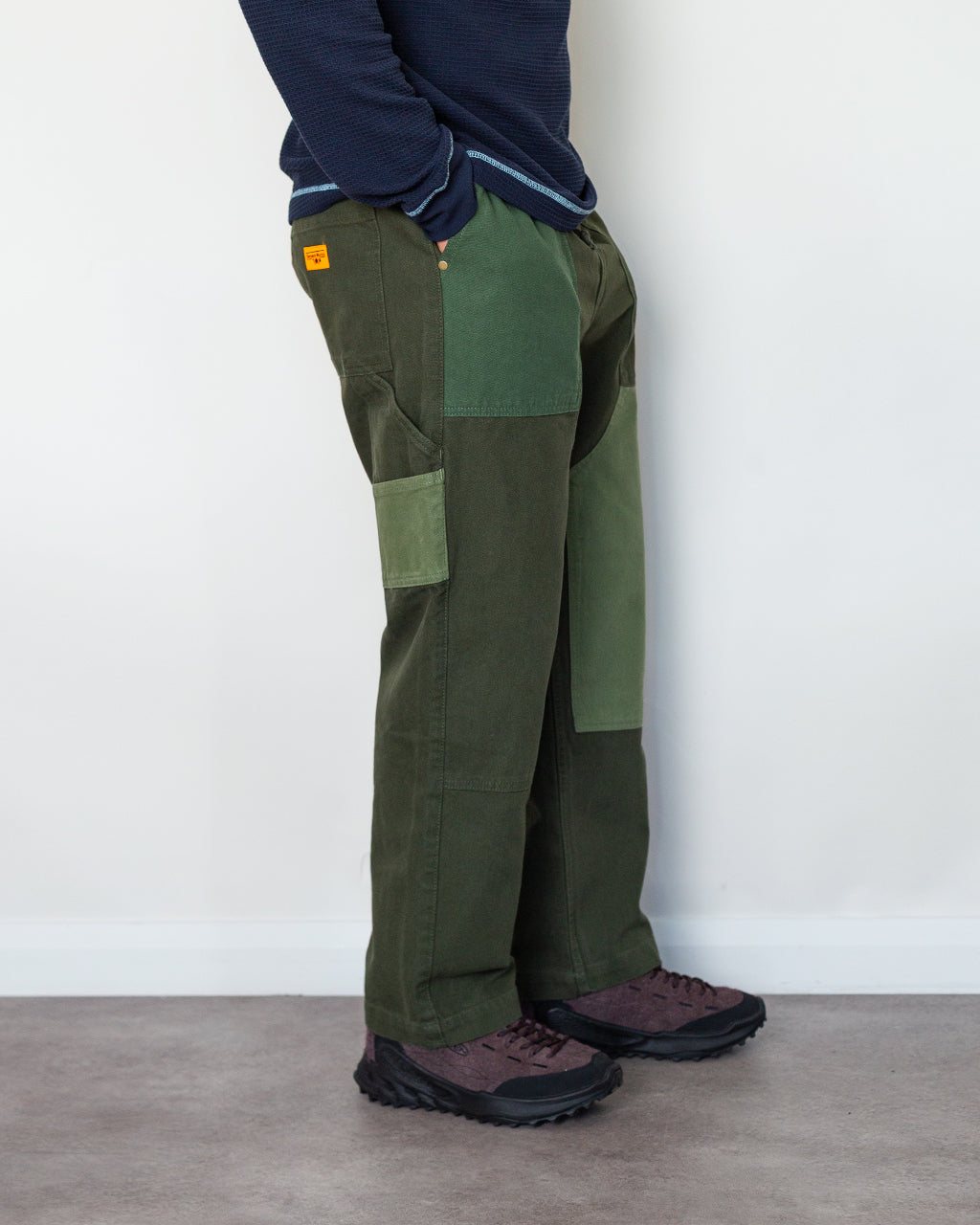 Patchwork Utility Chef Pants - Green