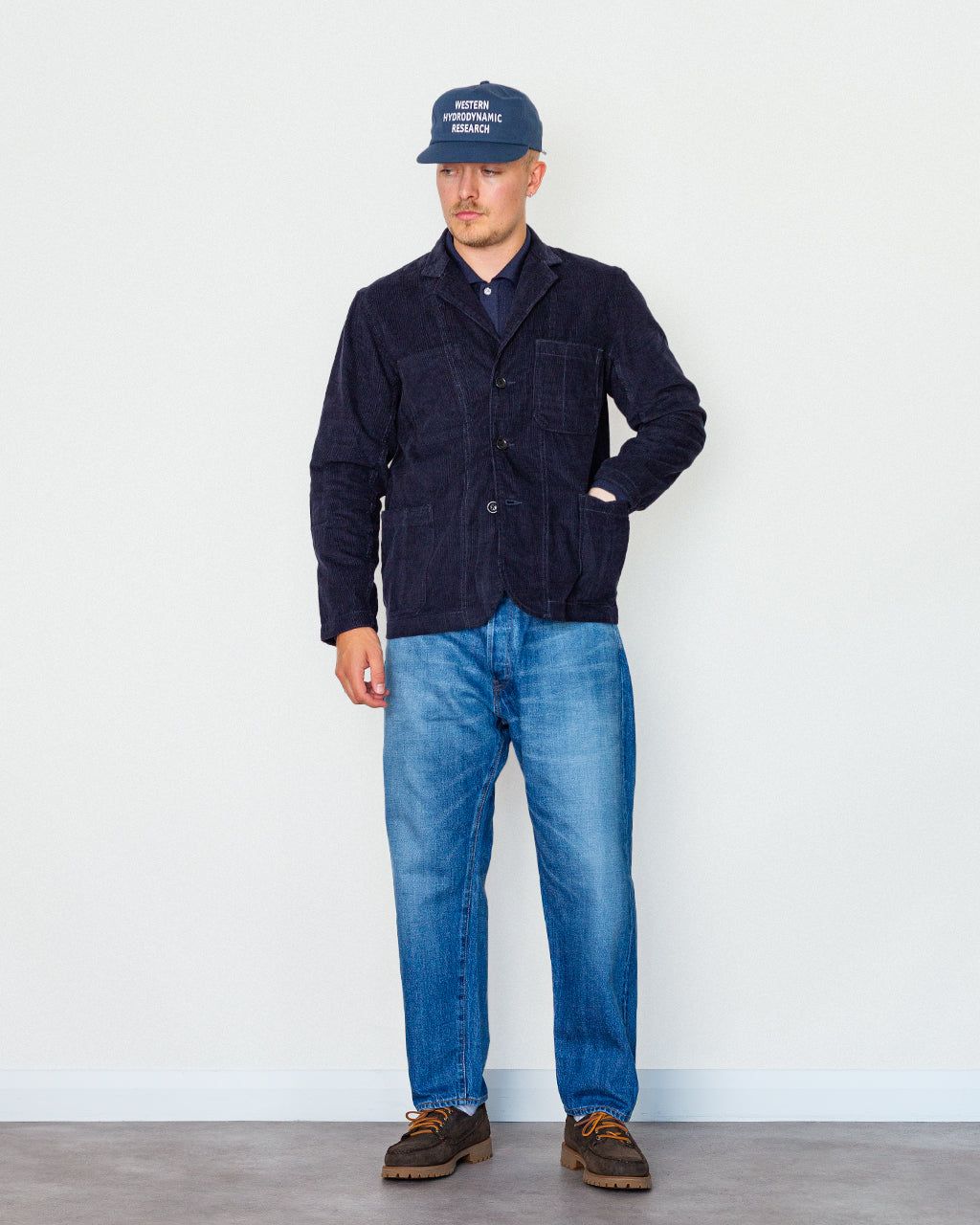 Fine Cord Server Suit Jacket - Dark Navy