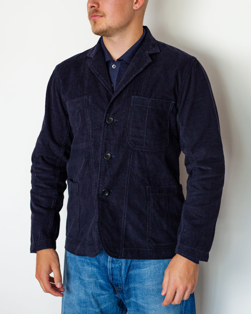 Fine Cord Server Suit Jacket - Dark Navy