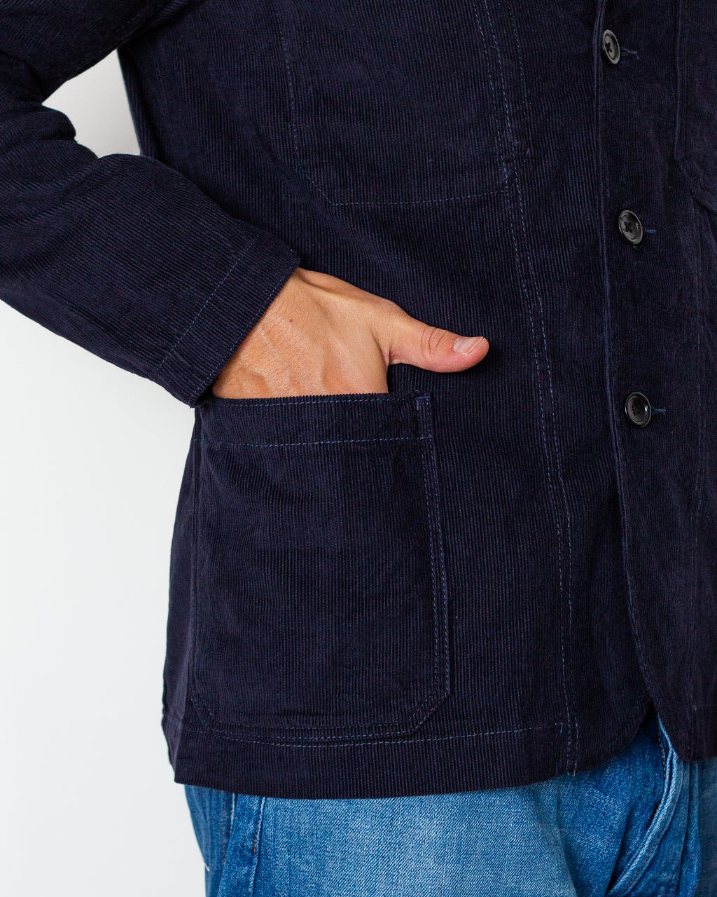Fine Cord Server Suit Jacket - Dark Navy