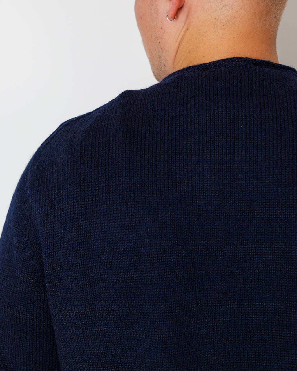 Textured Roll Trim Tunic - Navy Marl