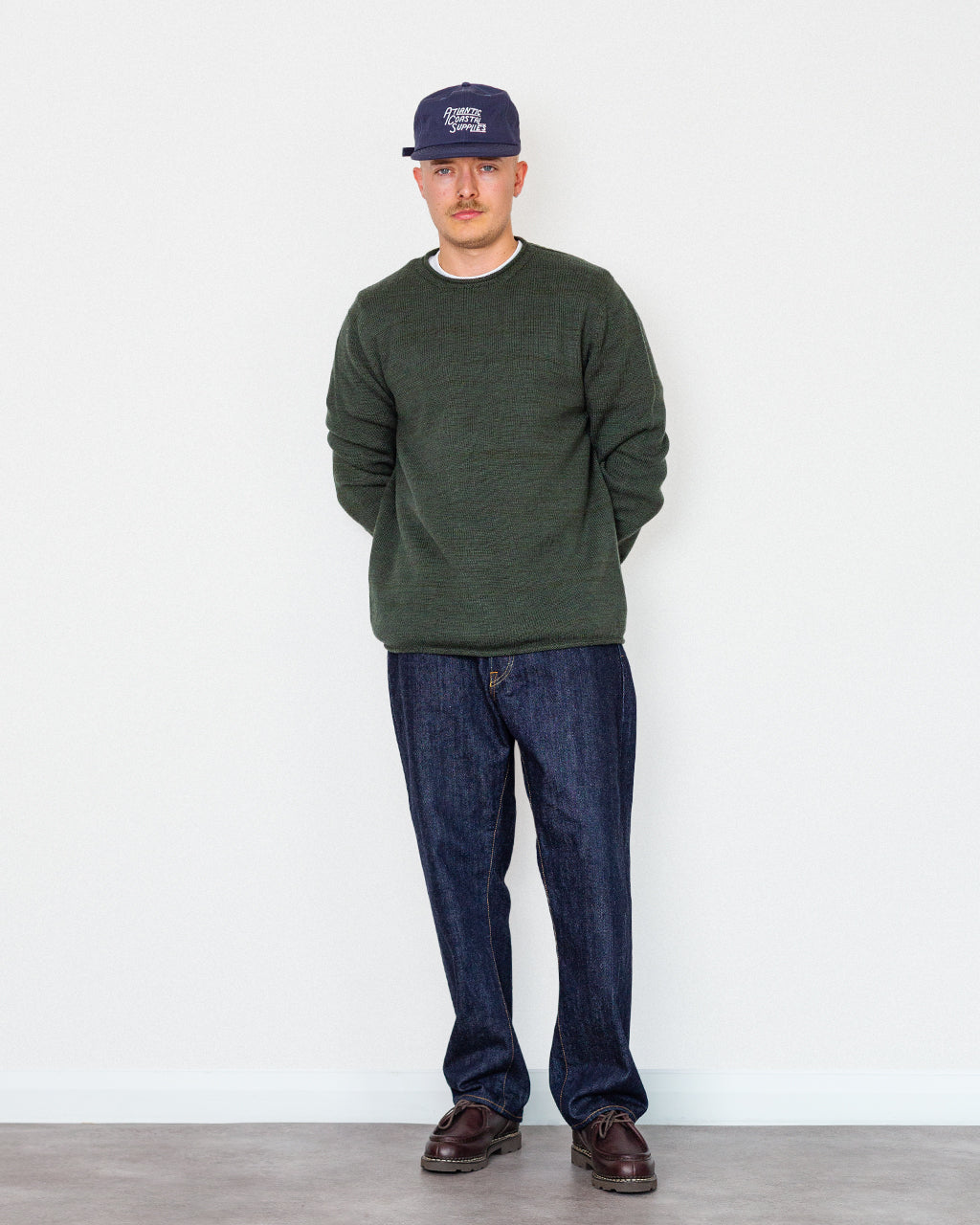Textured Roll Trim Tunic - Green Marl