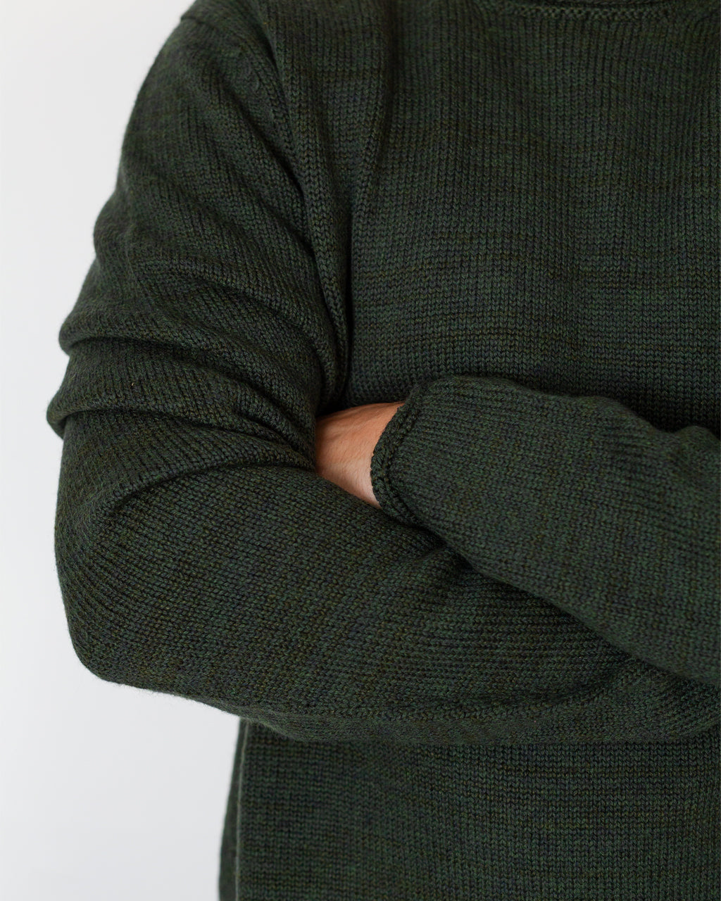 Textured Roll Trim Tunic - Green Marl