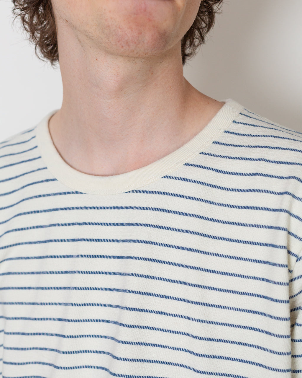 L/S Texture Tee - Ecru/Soft Blue