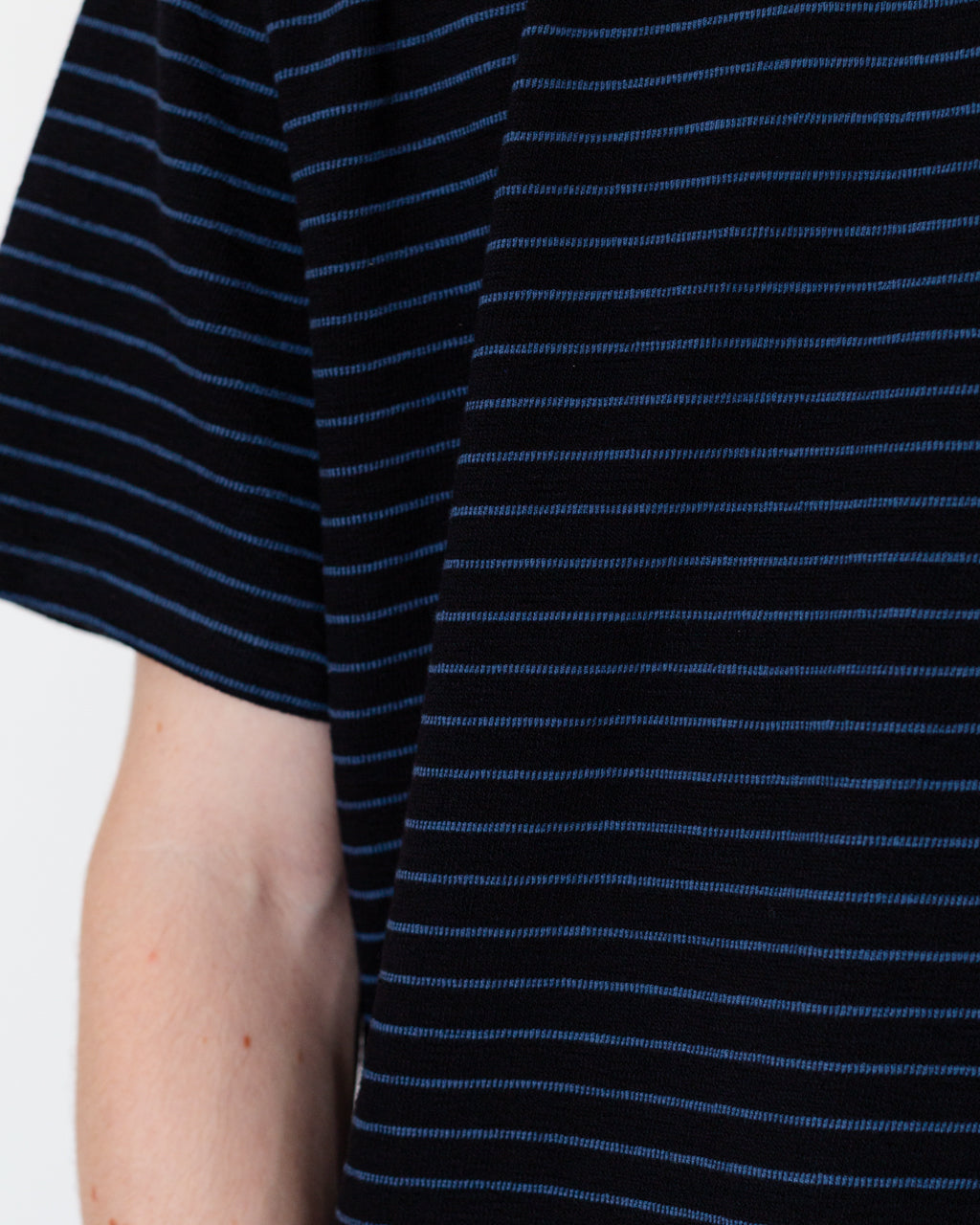 S/S Textured Stripe Tee - Black/Soft Blue