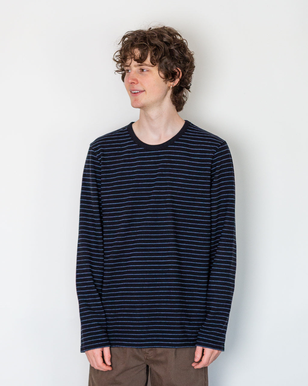 L/S Texture Tee - Black/Soft Blue