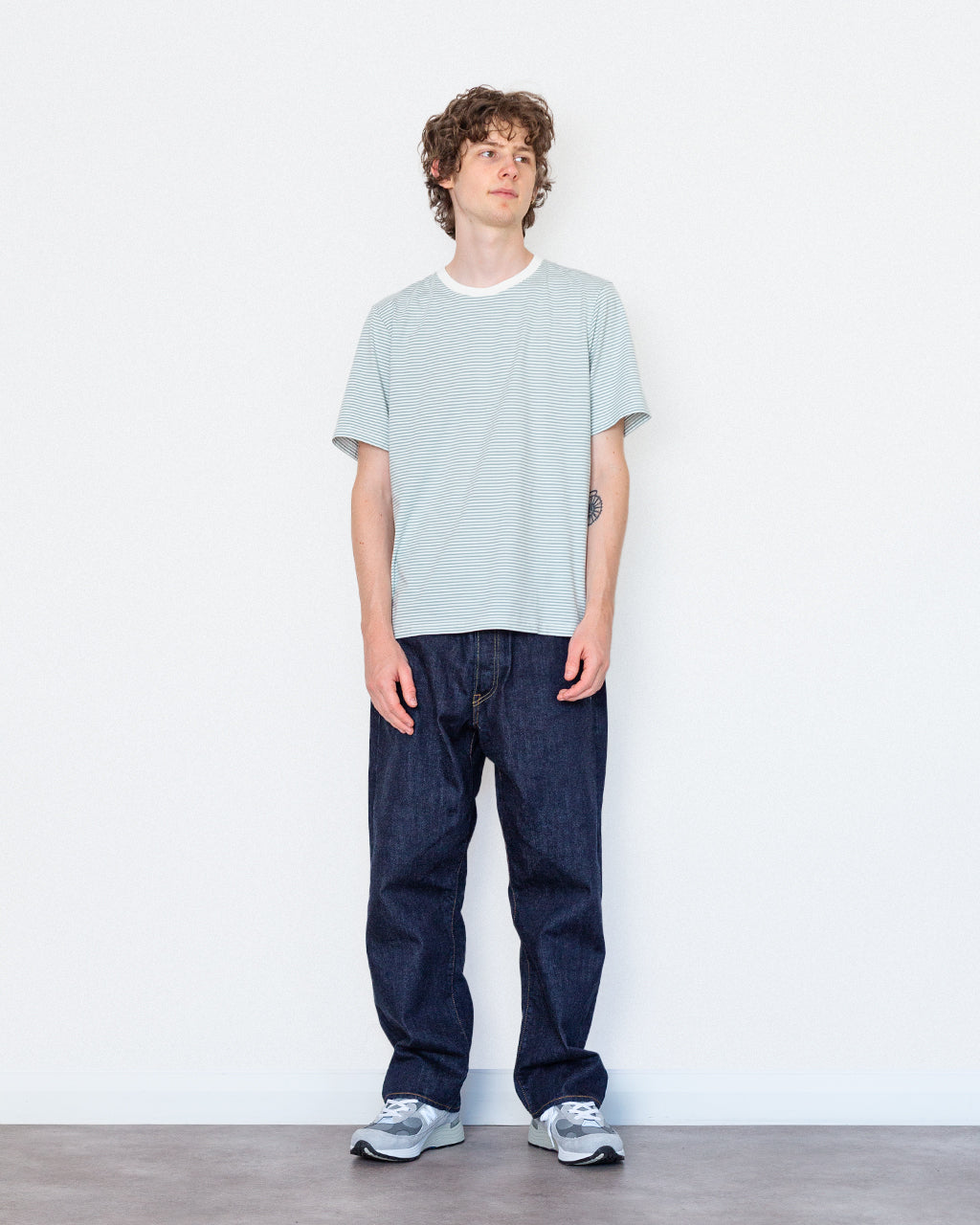 1X1 Stripe Tee - Blue Oxide/Ecru