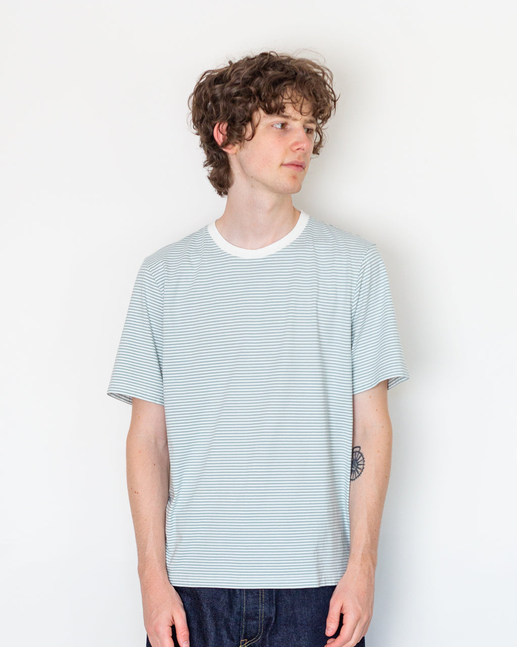 1X1 Stripe Tee - Blue Oxide/Ecru
