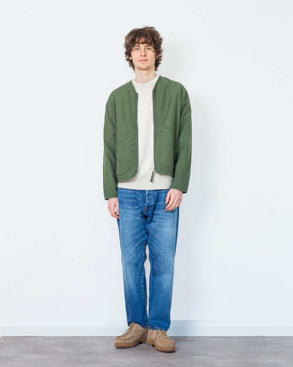 Zip Liner - Olive Slub Sateen