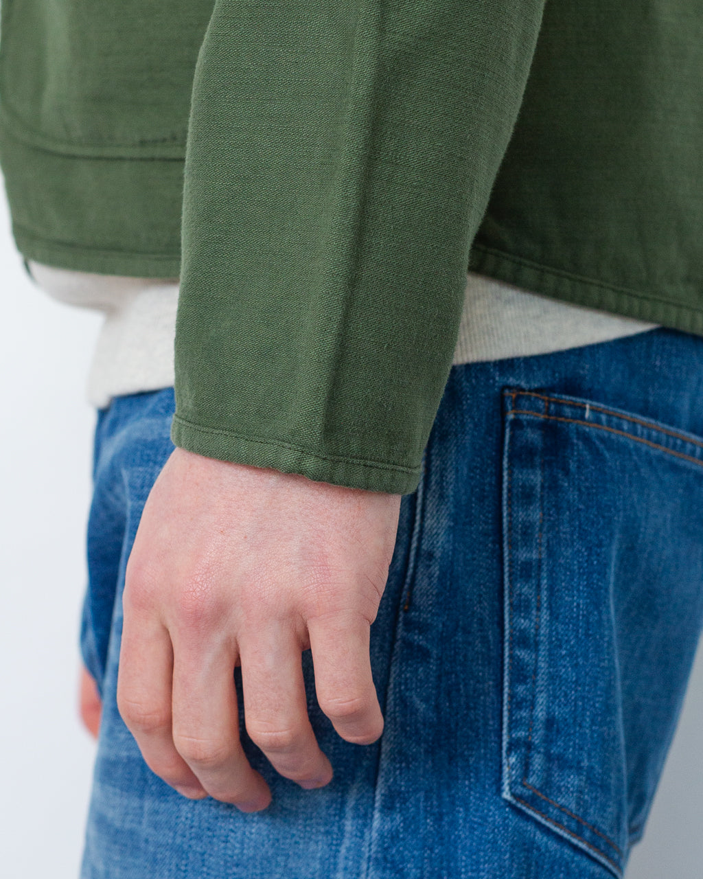 Zip Liner - Olive Slub Sateen
