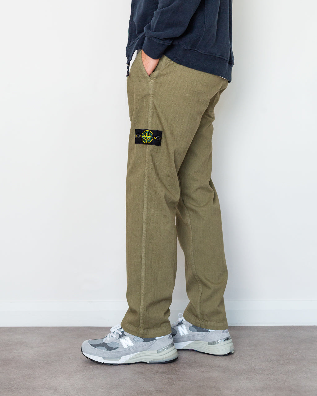 Herringbone Trouser - Military Green V005G