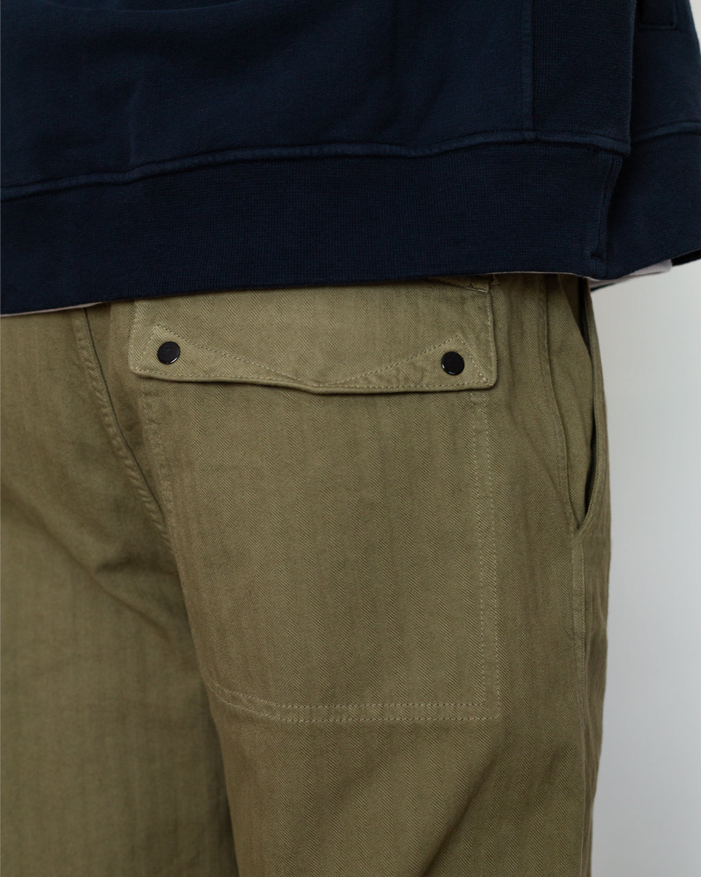 Herringbone Trouser - Military Green V005G