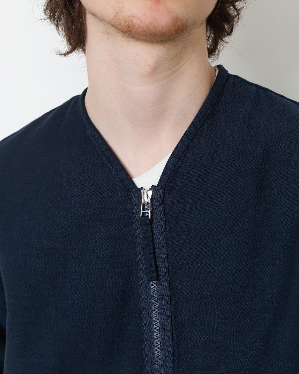 Zip Liner - Navy Slub Sateen