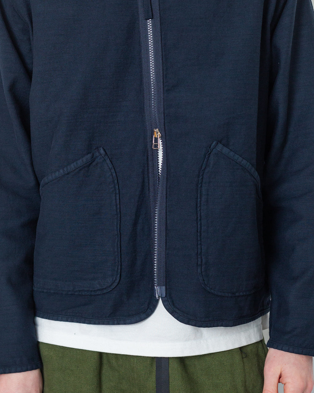 Zip Liner - Navy Slub Sateen