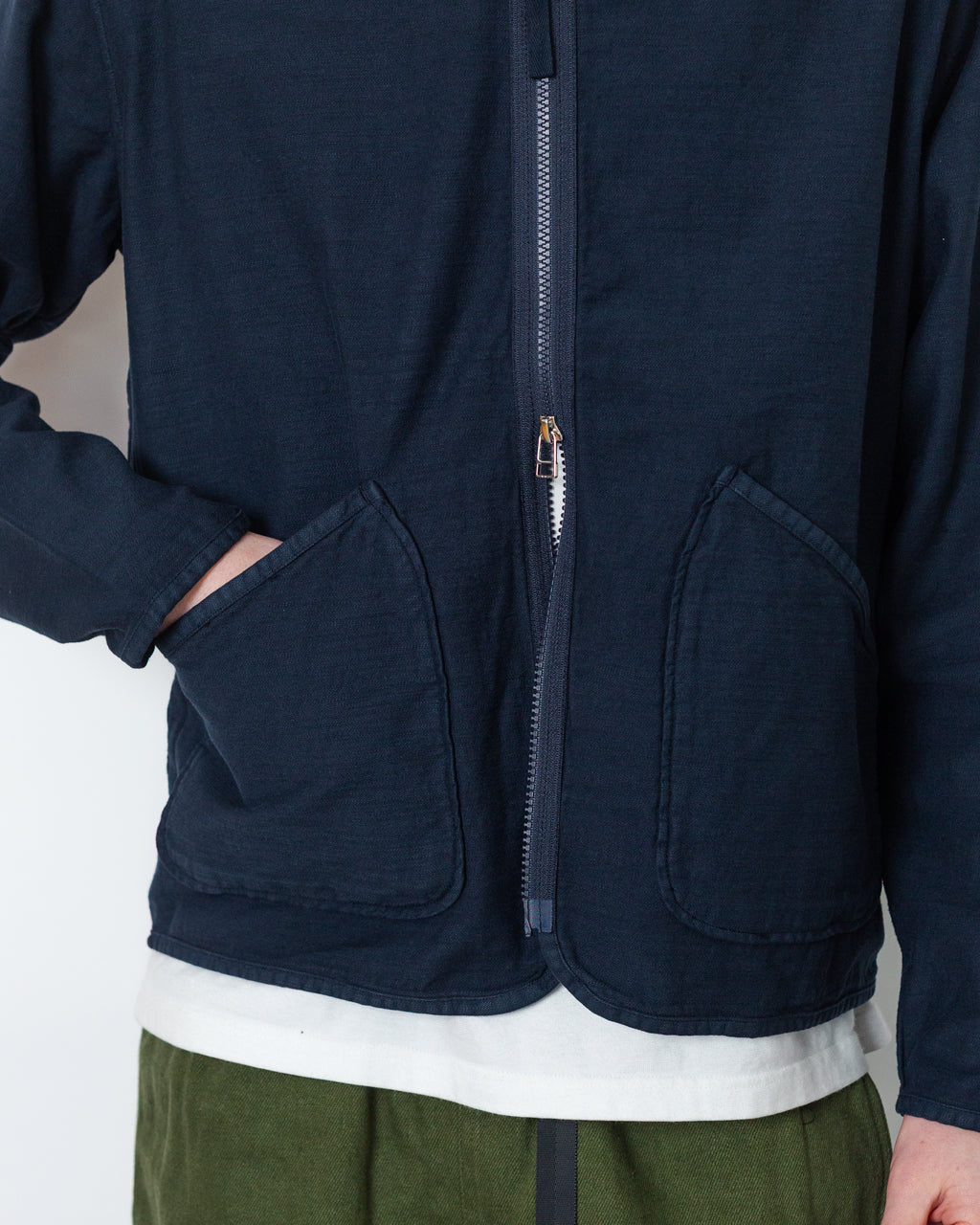 Zip Liner - Navy Slub Sateen