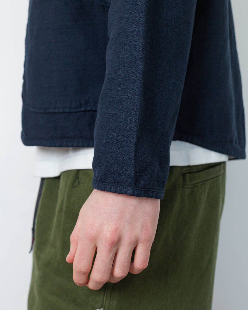 Zip Liner - Navy Slub Sateen