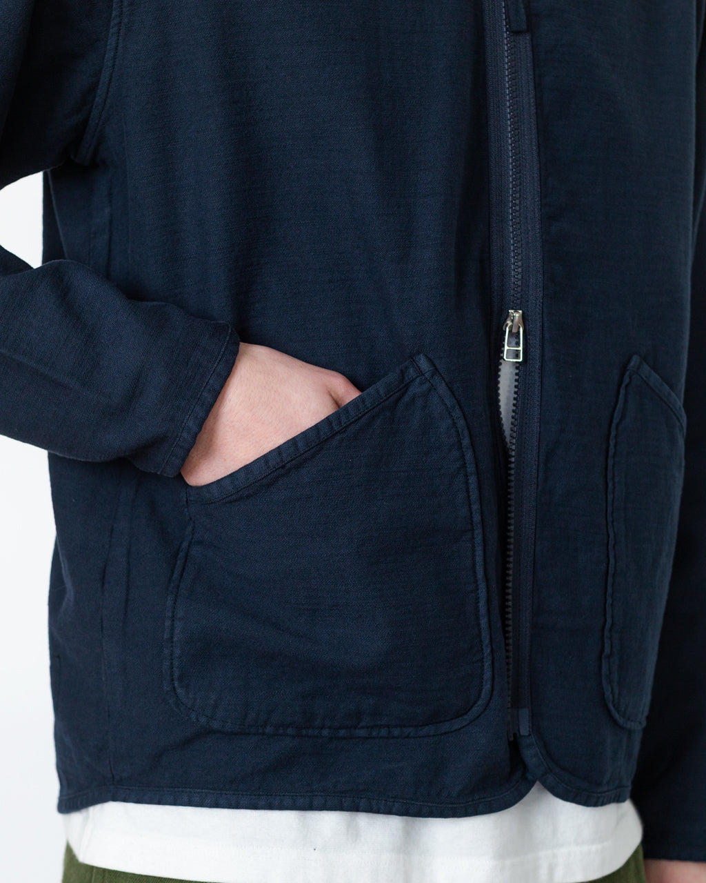 Zip Liner - Navy Slub Sateen