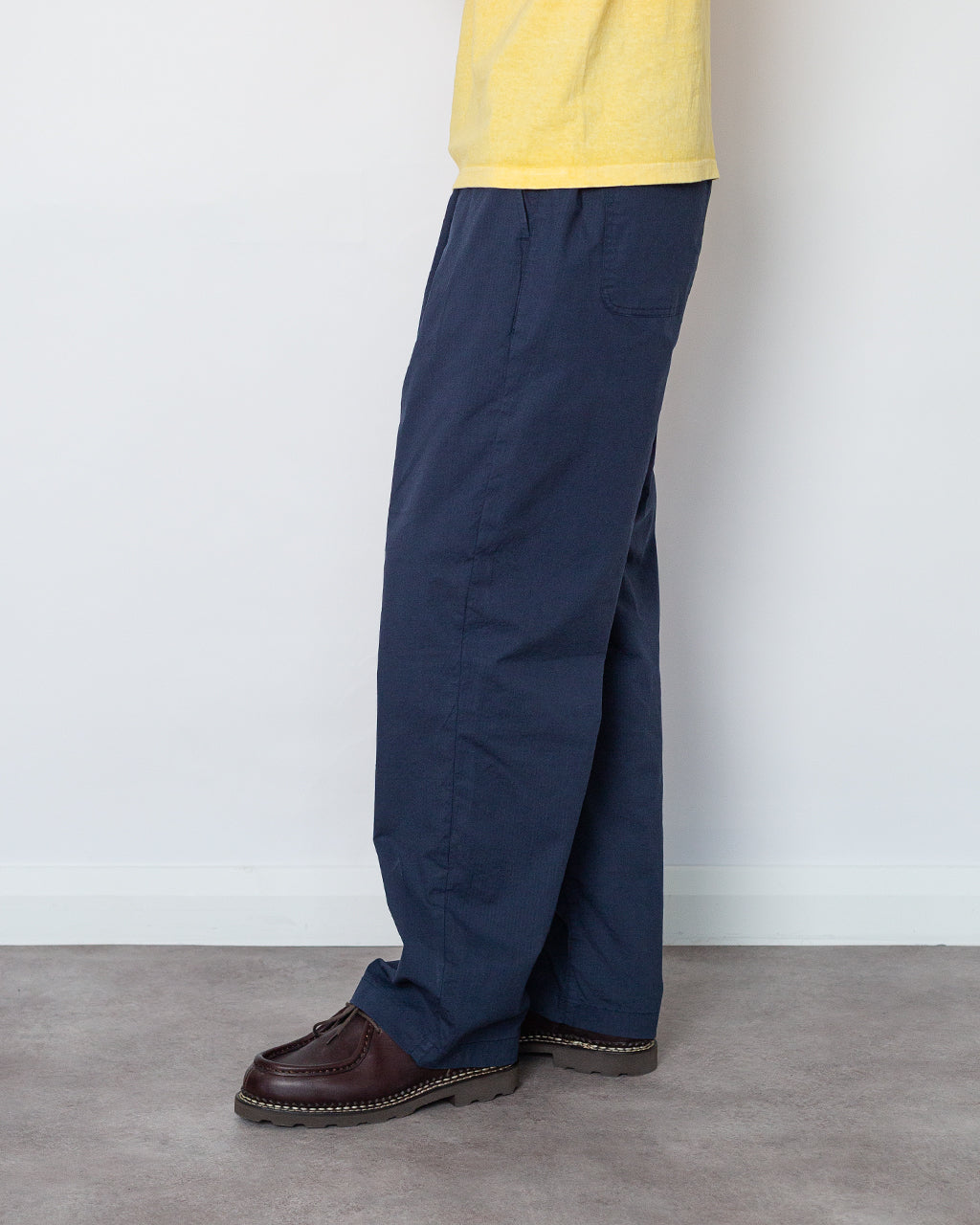 Drawcord Loose Trouser - Navy Seersucker