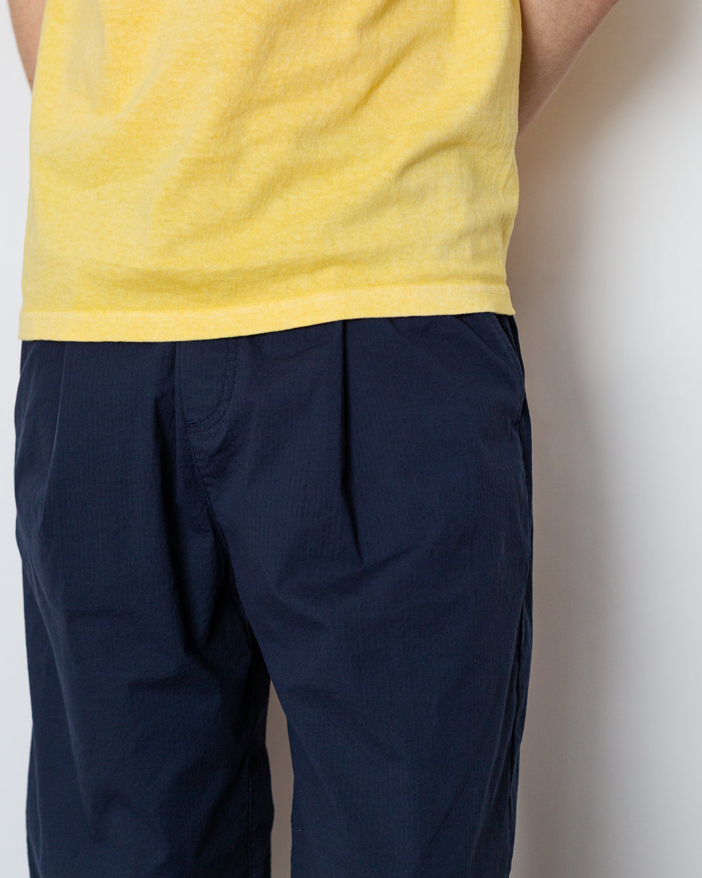 Drawcord Loose Trouser - Navy Seersucker
