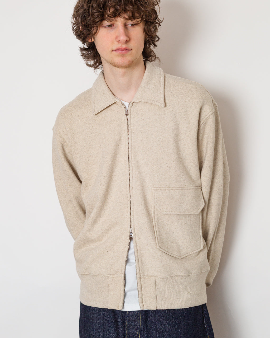 Fynshav Cotton Linen Loopback Jacket - Natural