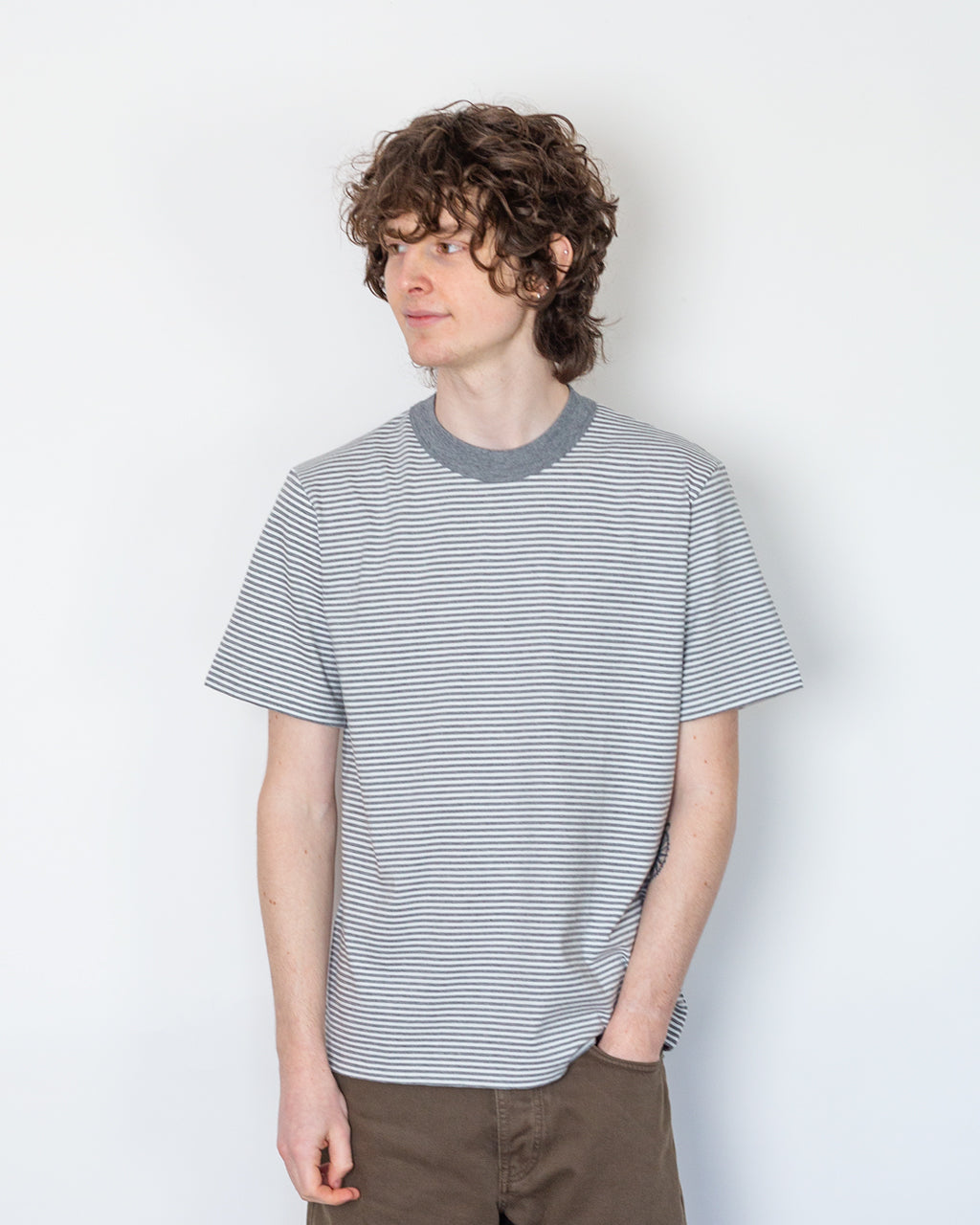 Heritage Striped T-Shirt - Misty Grey/Milk