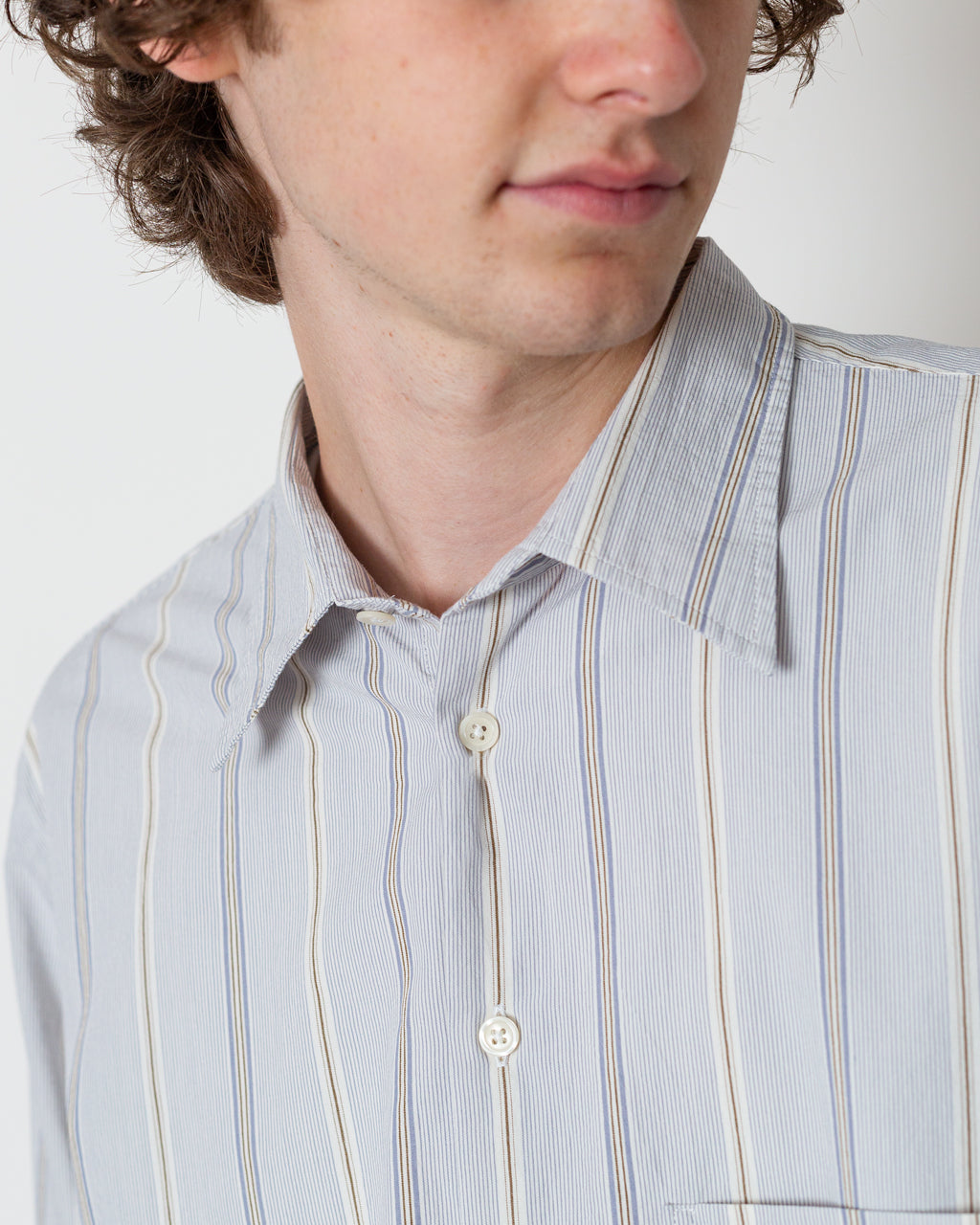 Square Pocket Shirt - Monk Stripe Dove